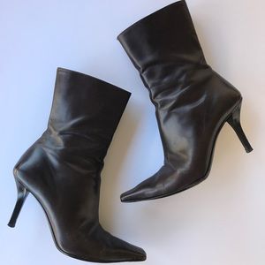 Gucci Women Boots Brown Square Toe Mid Calf 6.5B